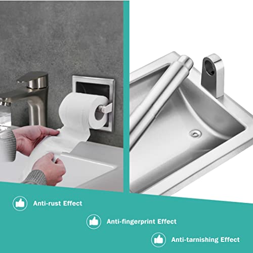 Top Taste Recessed Toilet Paper Holder Brushed Nickel,Toilet Paper Holder Wall Mount，Stainless Steel Recessed Tissue Paper Roll Holder, in Wall - Includes Rear Mounting Brack
