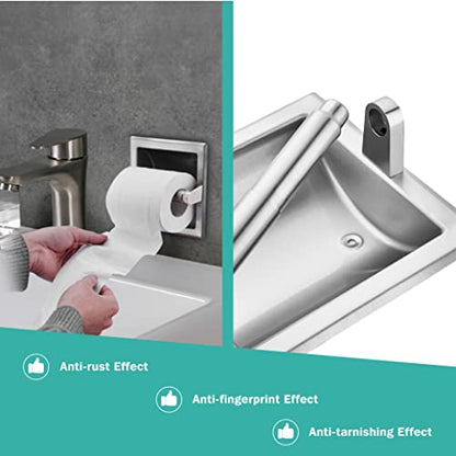Top Taste Recessed Toilet Paper Holder Brushed Nickel,Toilet Paper Holder Wall Mount，Stainless Steel Recessed Tissue Paper Roll Holder, in Wall - Includes Rear Mounting Brack