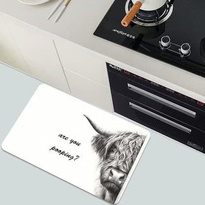Bath Mat-Bathroom Rug，Highland Cow Prank Non Slip Quick Dry Stain Resistant Easy to Clean Care Shower Rug for Bathtub Shower Room 16×24Inch (40 * 60cm) - color: Highland Cow Prank, size: 16 x 24 inches