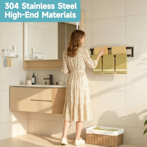 Alise Double Towel Bar, 32" Double Towel Racks for Bathroom, Matte Black | Bathroom Towel Rack Wall Mounted, 3.54" Wide Faster Drying, Ladder Design, SUS304 Stainless Steel - color: Matte Black, size: 32-inch