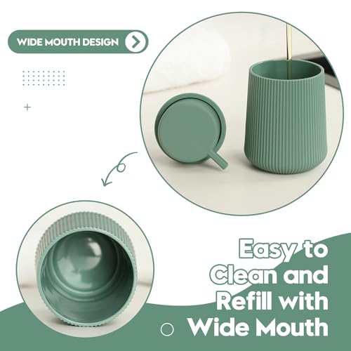 YAUKPH Striped Foaming Hand Soap Dispenser Sage Green | with Leak-Proof Pump for Bathroom and Kitchen Countertop 11oz - color: Sage Green, size: Foaming Dispenser