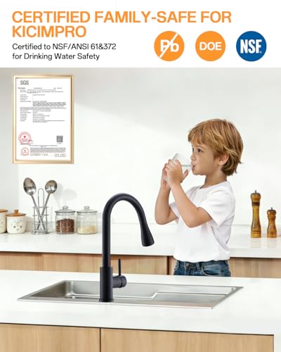 Kitchen Faucet with Pull Down sparyer,Leak Proof, Matte Black | 304 Stainless Steel,10-Min DIY Install,23-Inch Pull-Down Hose,2-Function Spray,360° Swivel Spout - color: Matte Black, size: 15.2 Inches