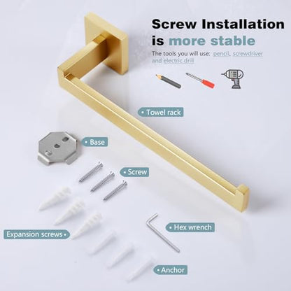 KOKOSIRI Towel Bar Gold Hand Towel Holder for Bathroom Kitchen Hardware Stainless Steel Wall Mounted, Brushed Gold, B3003BG - color: Brushed Gold