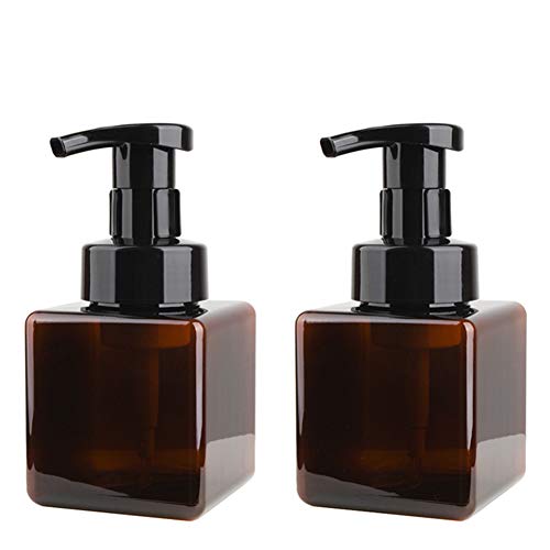 Foaming Soap Dispenser, 9oz Plastic Refillable Pump Bottle, 2 Pack, Amber | Hand Dispenser for Liquid Soap, Shampoo & Body Wash – Saves Soap with Rich Foam, Reusable, Easy to Refill, BPA-Free - color: Amber, size: 9 oz (2 Pack)