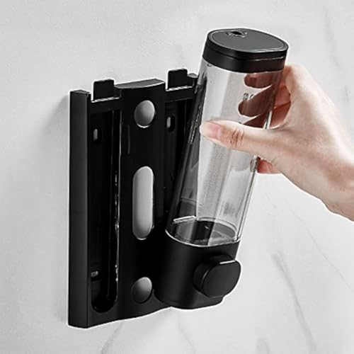 2-Chamber Soap Dispensers Wall Mount,400ml Bathroom Shower Dispenser,Press Manually Lotion Shower Soap Dispenser Use for Home,Bath,Kitchen,Hotels,Apartment,Restaurants(Black) - color: Black, size: 2 Chamber