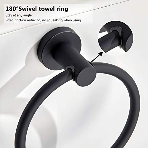 BGL 304 Stainless Steel Towel Ring Hanging Round Simple Black Towel Circular Holder - color: Matte Black