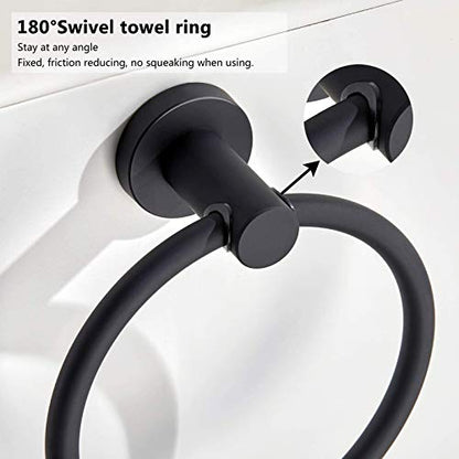 BGL 304 Stainless Steel Towel Ring Hanging Round Simple Black Towel Circular Holder - color: Matte Black