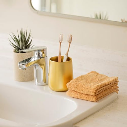Yew Design Gold Bathroom Toothbrush Holder Cup - Round - color: Round Gold
