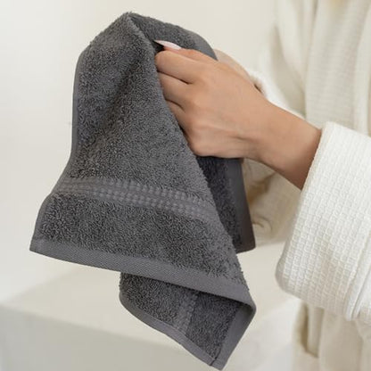100% Turkish Cotton Towel Set of 6 - Soft, Plush & Super Absorbent - Premium Set with 2 Bath Towels, 2 Hand Towels, and 2 Washcloths - Made in Turkey (Dark Gray, 6-Piece Towel Set) - color: Dark Gray