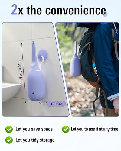 High Pressure Portable Bidet for Travel,Foldable Flip-Top Peri Bottle | with Hook Ring,Handheld Bidet Sprayer for Personal Hygiene,BPA-Free,400ML Personal Toilet for Women Men Baby Cleaning(Purple)