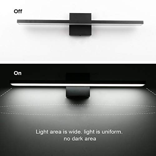 Ralbay 24 inch Dimmable Black LED Modern Vanity Light 24W Frosted Aluminum for Bathroom Vanity Lighting Fixtures Cool White 6000K - color: Black-Dimmable, size: 24 inch