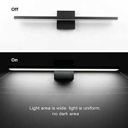 Ralbay 24 inch Dimmable Black LED Modern Vanity Light 24W Frosted Aluminum for Bathroom Vanity Lighting Fixtures Cool White 6000K - color: Black-Dimmable, size: 24 inch