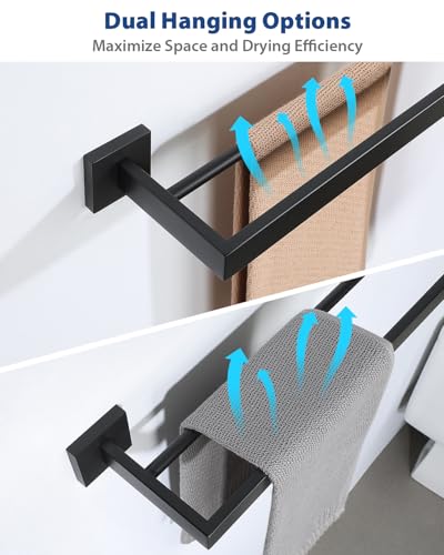 Alise Double Towel Bar, 32" SUS304 Stainless Steel Towel Racks for Bathroom, Long Bathroom Towel Rack Wall Mounted, Heavy Duty Towel Holder, Matte Black - color: Matte Black, size: Double 32 Inch