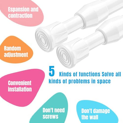 Spring Tension Curtain Rods Short Tension Rod (White,27" to 37"-4Pcs) - color: White, size: 27" to 37"-4Pcs