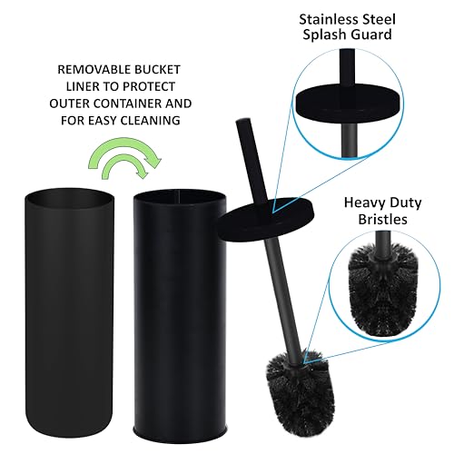 Deep & Sturdy Toilet Bowl Brush with Holder - Durable Scrubbing - Toilet Cleaners - Household Essentials - Silicone Brush - Bathroom Cleaner - Cleaning Supplies - Household Supplies, Matte Black - color: Matte Black Reese