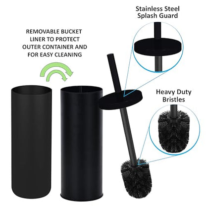 Deep & Sturdy Toilet Bowl Brush with Holder - Durable Scrubbing - Toilet Cleaners - Household Essentials - Silicone Brush - Bathroom Cleaner - Cleaning Supplies - Household Supplies, Matte Black - color: Matte Black Reese