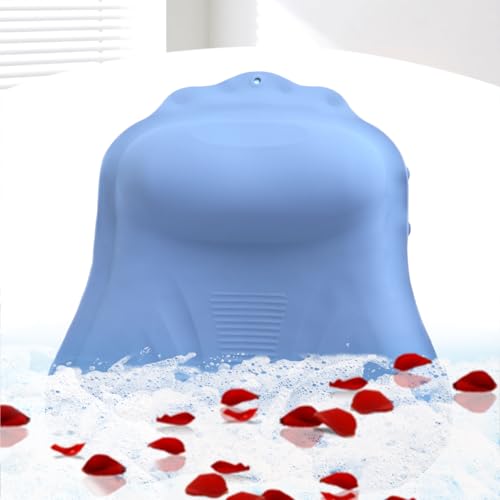 Silicone Bath Pillow for Tub – Ergonomic Bathtub Headrest with Inflatable Air Cushion, Non-Slip Suction Cups & Neck/Back Support – Comfortable Spa Bath Accessory for Relaxation (Blue) - color: Blue