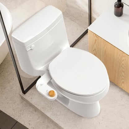 VOVO Basic 9, Real Bamboo Handle, Wash feature, Self-cleaning nozzle, Non-electric Bidet Attachment for Toilet Seat, Adjustable Water Pressure