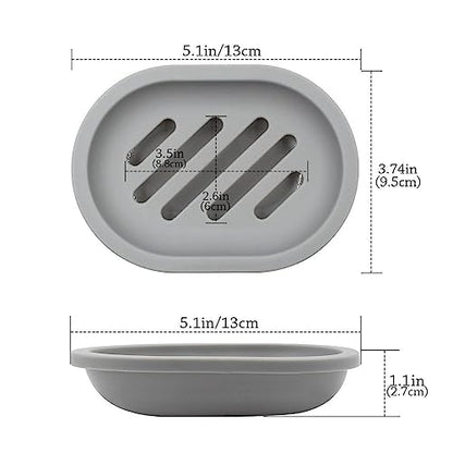 Topsky 4pcs Soap Dish with Drain, Soap Holder, Soap Saver, Easy Cleaning, Dry, Stop Mushy Soap (Grey) - color: Grey 4pcs