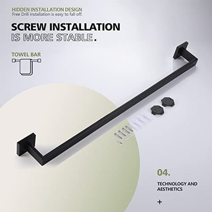 KOKOSIRI 32-Inch Single Towel Bar, Bathroom Kitchen Towel Holder, Wall Mounted SUS304 Stainless Steel Towel Rack, Matte Black, B4003BK-L32 - color: Matte Black, size: 32-Inch