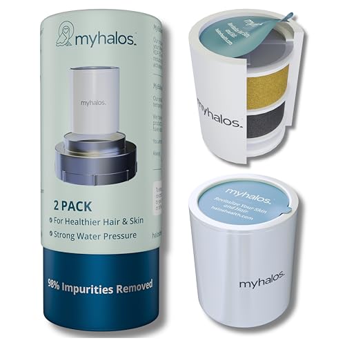 MyHalos Shower Head Filter Cartridge Replacement, 2-Pack, 6-Month Supply | Fits MyHalos Fixed Model, Removes Chlorine & Heavy Metals, High Pressure, Hard Water, Easy Swap, Long-Lasting Filter - size: 2 Pack