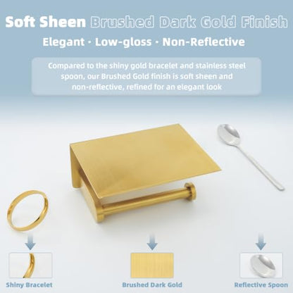 Toilet Paper Holder, Brushed Gold, 304 Stainless Steel | Wet Wipes & Air Freshener Storage, Space-Saving Design, Family Bath & Rental Apartment Use, Modern Bathroom Refresh - color: Brushed Gold, size: Single Rod