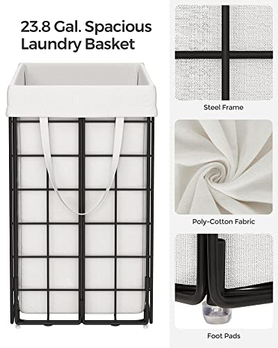 SONGMICS Laundry Hamper, 23.8 Gal. (90L) Laundry Basket, Collapsible Clothes Hamper, Black and White ULCB190W01 - color: Cream White, size: 90 L