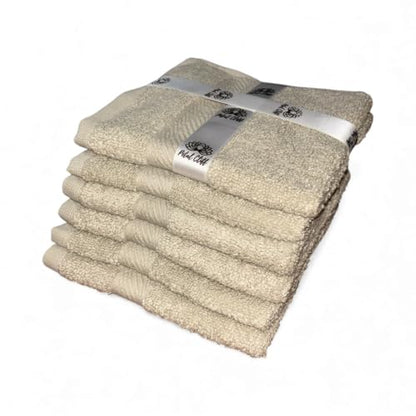 Super Soft 570 GSM Luxury Cotton Face Towel/Washcloths Set of 6, 100% Cotton Zero Twist Ring-Spun Heavyweight, Super Absorbent Wash Cloths – Designed for Exfoliation, Comfort, and Durability. - color: Almond