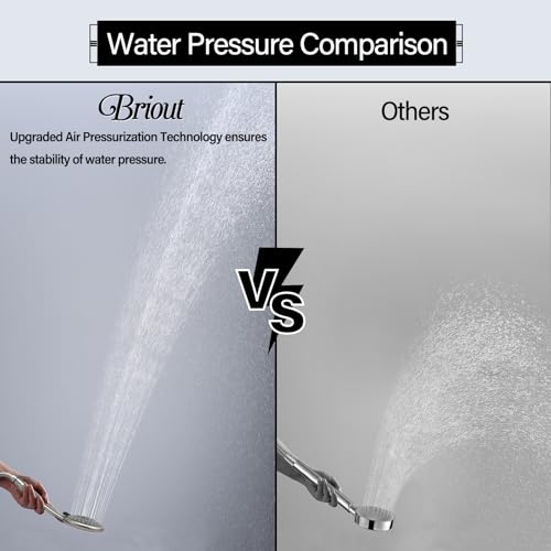 Handheld Shower Head High Pressure 5-Settings with Hose, Matte Black | Powerful Water Spray, Against Low Pressure Water Flow, 59 Inch Stainless Hose, Adjustable Mount - color: Brushed Nickel