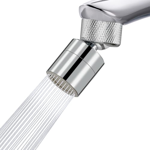 Hibbent Dual-function Solid Faucet Aerator, Big Angle Rotate Metal Kitchen Sink Aerator 360 Degree Swivel Sink Sprayer Attachment-55/64 Inch Female Thread-Chrome - color: Chrome, style: Classic Aerator with 1 Swivel Joint