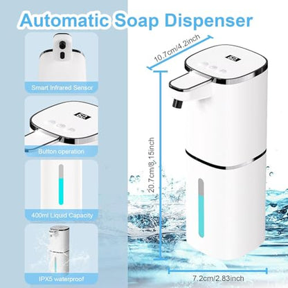 Automatic Soap Dispenser Touchless,Hands-Free,9 Multi Adjustable Volume,Waterproof Hand Soap Dispenser Compatible with Dish/Hand Soap for Bathroom and Kitchen,Easy for Toddlers (Black,Foam)