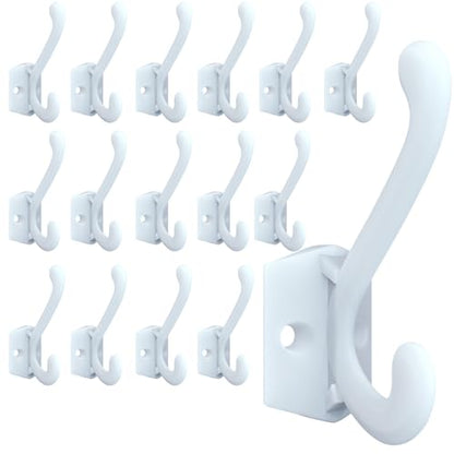 CBWLWJ 16 Pack Heavy Duty Metal Wall Hooks for Hanging, Wall Mounted Coat Hooks for Living Room, Bathroom, Kitchen – Hang Coat, Bag, Scarf, Towel, Hat, Key, Cup (White) - color: White