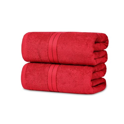 Extra Large Bath Sheets 36x72 Inch, 100% Cotton, 2 Pack Set | Oversized Cotton Bath Sheets for Adults, Absorbent Quick Dry Shower Towels for Bathroom, Spa, Pool, Red, 2 Pack Set Home Use - color: Red