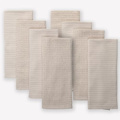 Thyme and Sage 100% Cotton Turkish Kitchen Hand Towel Set, Flax, 8 Pack | Premium Materials, 16"x26", Made in Turkey, Ultra Absorbent, 350 GSM - color: Flax, size: Pack of 8