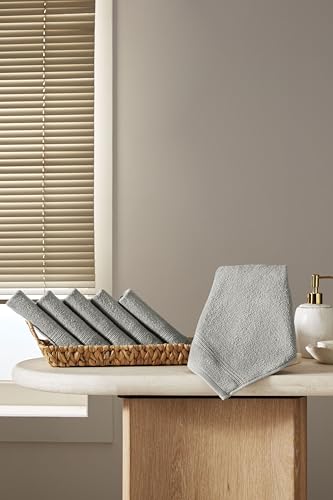 Ozdilek 6-Piece Washcloth Set 13x13 Towels 100% Turkish Cotton, Soft, Absorbent, Gentle on Sensitive Skin, Multi-Purpose Use, Washable, Reusable, Ideal for Baby Care & Spa 6 Towels (Light Brown) - color: Light Brown