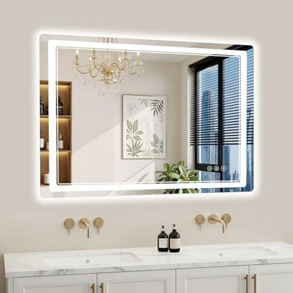 30"x40" LED Bathroom Mirror with Lights, Backlit + Front Lit, Anti-Fog, Lighted Bathroom Mirror for Wall, HD Shatterproof Tempered Glass, Dimmable, Memory Function (Horizontal/Vertical) - size: 40"L x 30"W
