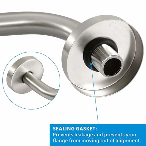 Voolan Shower Arm with Flange and Teflon Tape, Extension Shower Head Arm for Bathroom Fixed Shower Head, Solid Stainless Steel, Wall Mounted (15 Inch,Brushed Nickel) - color: Brushed Nickel, style: 15 Inch