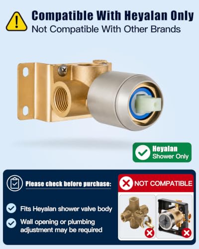 Heyalan 6 Inch Square Rain Shower Faucet Set with Valve, Brushed Nickel | Female-thread 1/2-inch NPT connections, SUS304 shower head, brass rough-in valve, single-handle control Shower Set - color: Nickel, size: 6 Inch Square Shower Head