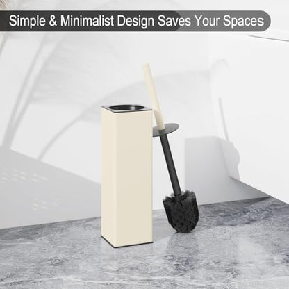 Toilet Brush and Holder Set White Freestanding for Bathroom - color: White