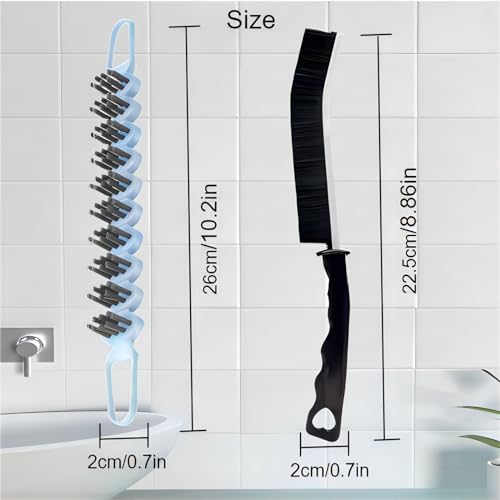 Crevice Cleaning Brush Set Grout Scrub Cleaning Tools 3 Pcs Black/Blue - color: Black&blue