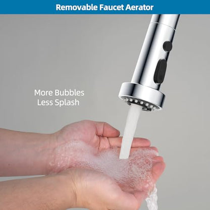 Universal Stainless Kitchen Faucet Head with 15 Adapter Kit, Sliver Chrome | NSF/ANSI/CAN 372 Certified, Compatible with American Standard/Kohler/Moen/Delta, 3 Function Pull Down Sink Faucet Spray Head - color: Chrome