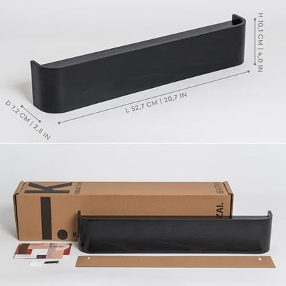 Kazai. Wall-Mounted Coat Rack 'Toke' - Modern Design Coat Rack with Hidden Wall Hooks - Solid Wood Veneer Panel Coat Hanger - Oak, Black - color: Oak, Black, size: 5 Hooks