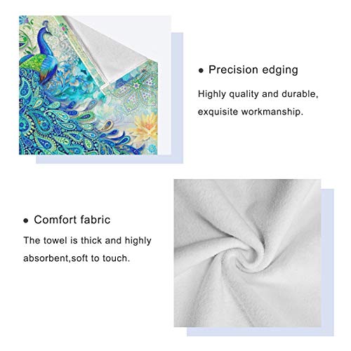 ALAZA Towels Set of 3 Peacock Hand Towel Bath Towel Washcloth Soft Thin Face Guest Towel Kitchen Tea Dish Towels Bathroom Decorations Housewarming Gifts - color: Multi07