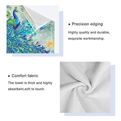 ALAZA Towels Set of 3 Peacock Hand Towel Bath Towel Washcloth Soft Thin Face Guest Towel Kitchen Tea Dish Towels Bathroom Decorations Housewarming Gifts - color: Multi07