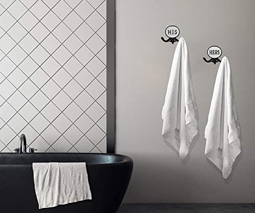 AuldHome Design His and Hers Towel Hooks (Set of 2); Cast Iron Rustic Farmhouse Decor Door Wall Hangers