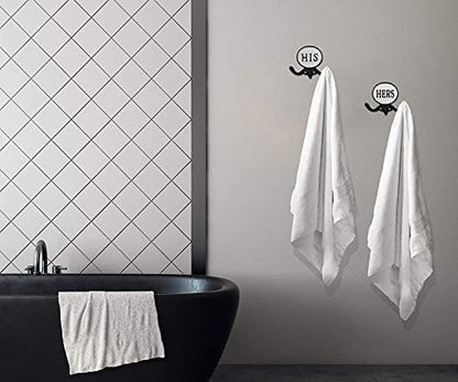 AuldHome Design His and Hers Towel Hooks (Set of 2); Cast Iron Rustic Farmhouse Decor Door Wall Hangers