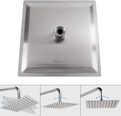 NearMoon Rain Shower Head, High Flow Stainless Steel Square Rainfall Shower, High Pressure Design, Awesome Shower Experience Even At Low Water Flow (8 Inch, Brushed Nickel) - color: Brushed Nickel, size: 8 Inch Square