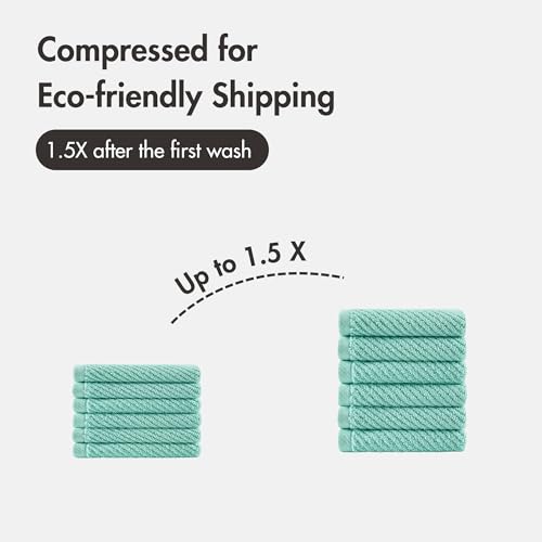 Madison Park 100% Zero Twist Cotton 6 PC Bathroom Washcloth Set, Turquoise | 13" x 13" Bath Face Towels, 500 GSM Diagonal Ribbed Wash Cloths, Soft, Quick Dry, Highly Absorbent, Durable, Modern, OEKO TEX - color: Turquoise, size: 6 Piece Washcloth Towel Se