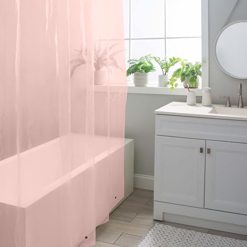 Bath Bliss PVC Heavy Weight Shower Curtain Liner | 4G | 70"x72" | Rust Resistant Copper Grommets | Magnetic Hem | Pink - color: Pink, size: 70"W x 72"L (Pack of 1)