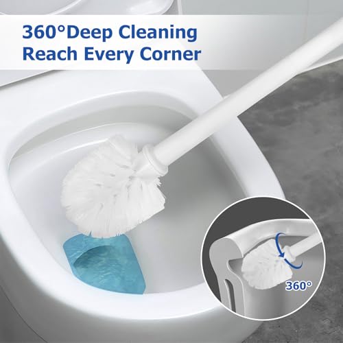 2 in 1 Toilet Brush and Plunger Set, with Holder, White, 2 Packs | Heavy Duty, Hidden Design, Home Essentials, Bathroom Cleaning, Toilet Bowl, Bathroom plunger and brush set